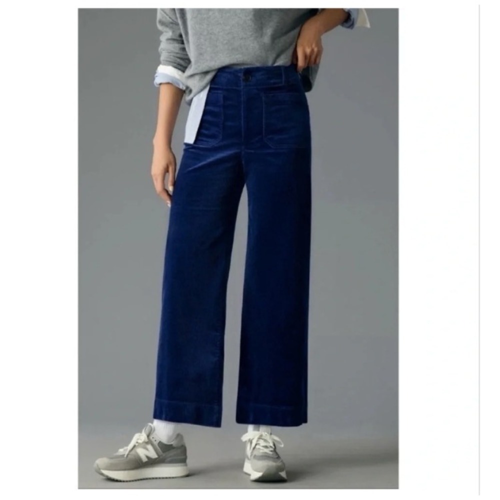 Maeve Anthro. Colette Pants High Rise Wide 29x25 Navy Corduroy Winter Academia